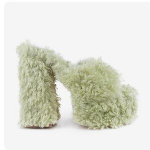 Green Furry Women's Shoes